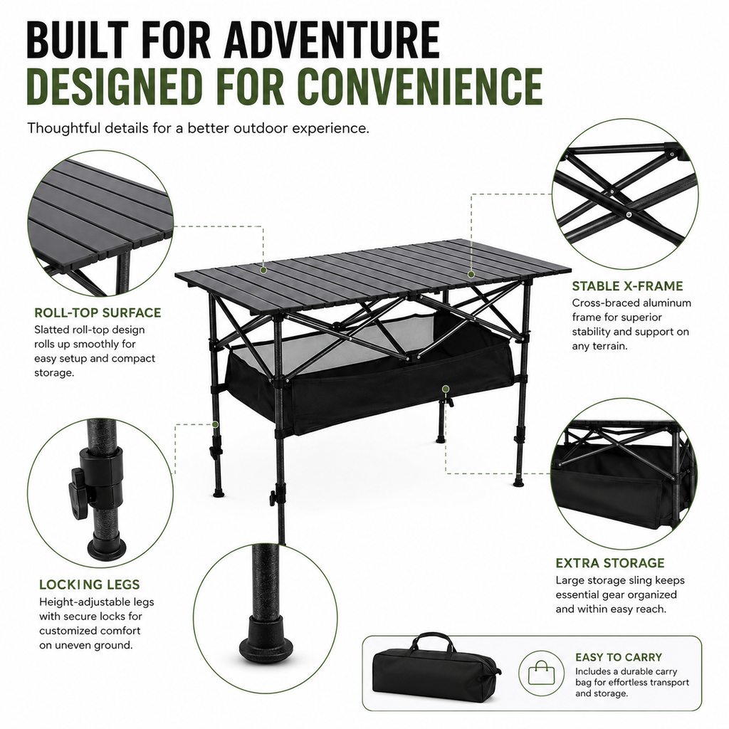 🌄New arrival 49% OFF!🏕️ Portable Camping Table – Folding, Carbon Steel, Quick Setup🪑