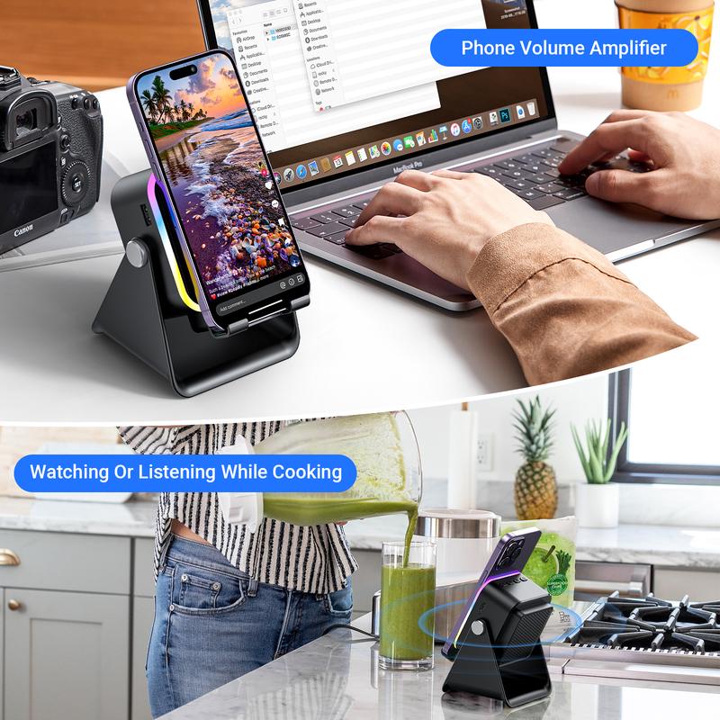 💎 50% OFF 5-IN-1 WIRELESS SPEAKER STAND! 💎 Induction Audio, Phone Holder & Ambient Light