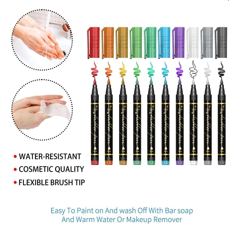 🎨Perfect For Unique Body Art🔥Temporary Tattoo Markers for Skin