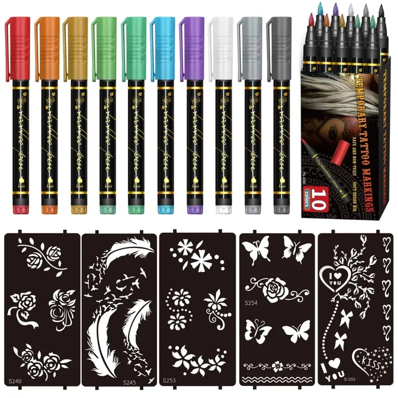 🎨Perfect For Unique Body Art🔥Temporary Tattoo Markers for Skin
