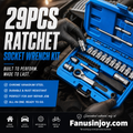 🥳2026 HOT SALE🥳💞50K+ SOLD!🔧🚗 50% OFF! 29pcs Core Ratchet Socket Wrench Kit – Chrome‑vanadium steel, 11 sockets & 10 bits. Perfect for car repairs & DIY – save on garage bills! 🛠️✨