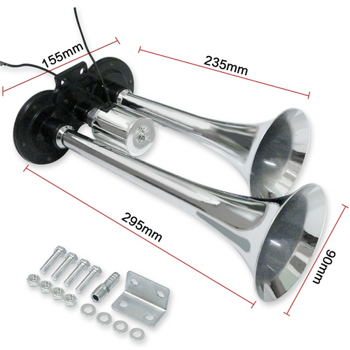 12V Universal Dual Trumpet Air Horn Kit